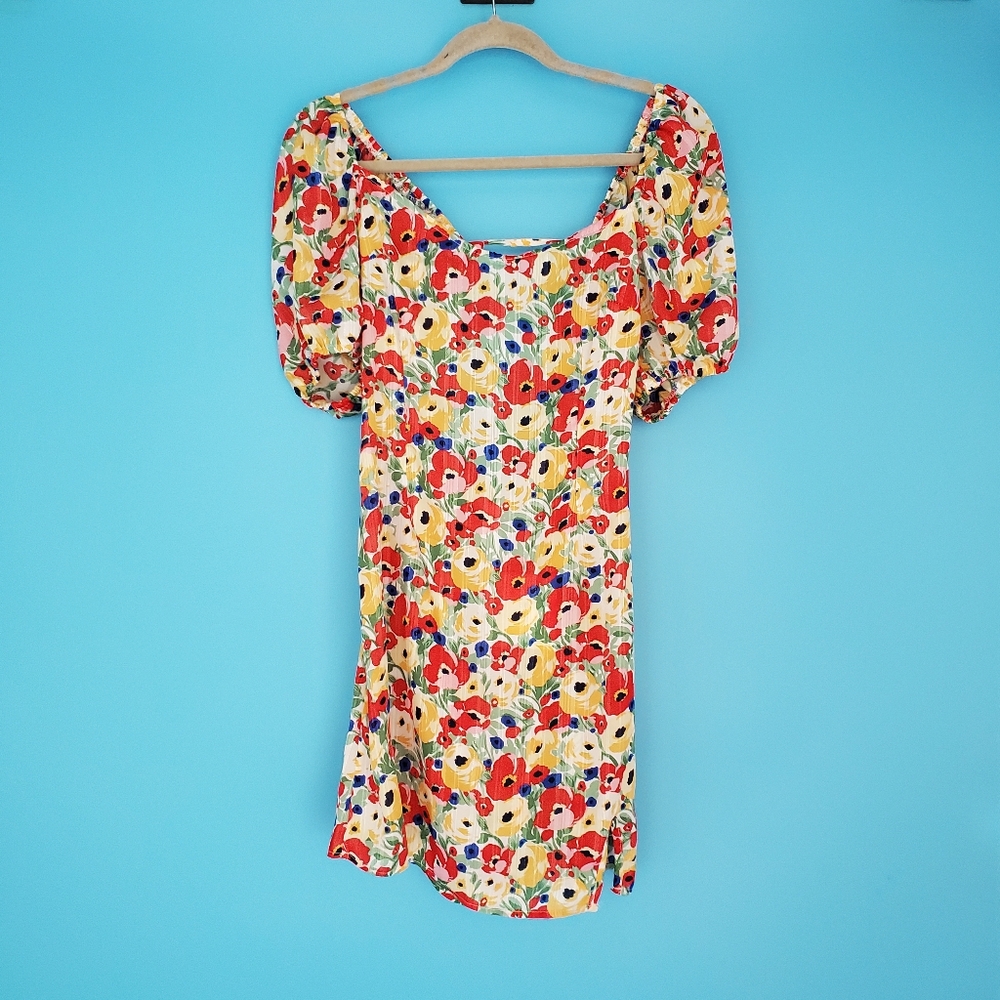 NEW Reverse Dress Size Large Floral Lace Up Mini